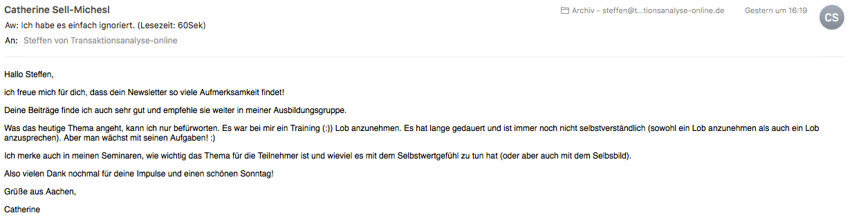 Testimonial Transaktionsanalyse Testimonial Transaktionsanalyse