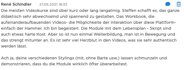 Rene Schindler Testimonial
