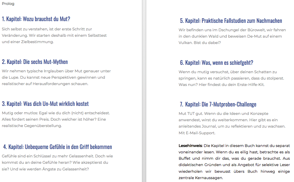 Inhalt Mut Buch